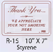 Thank You / No Smoking styrene sign