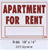 Apartment for Rent styrene sign