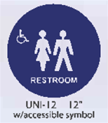 Unisex Restroom styrene sign with accessible symbol