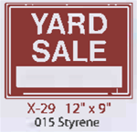 Yard sale styrene sign
